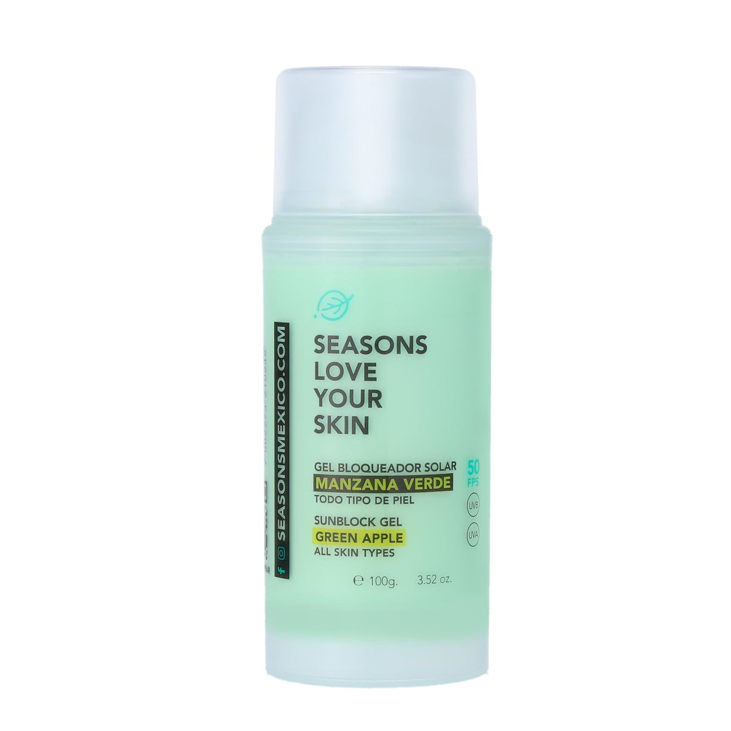 Seasons Love Your Skin Bloqueador Solar en Gel Fps50, Manzana, 100 ml