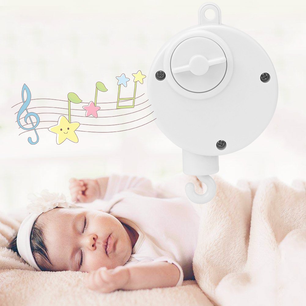 Móvil Musical Mecánico para Cuna de Bebé con Melodías Relajantes Blanco