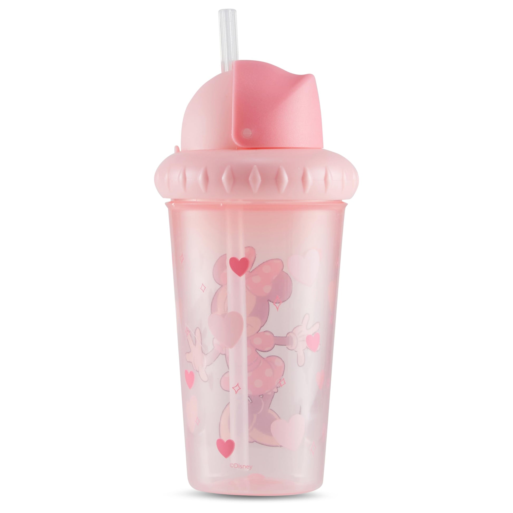 Disney - Vasos para sorbos para niños y niñas, paquete de dos tazas para sorber de 10 onzas, con popote y tapa, botella de agua de viaje duradera a prueba de fugas para niños pequeños