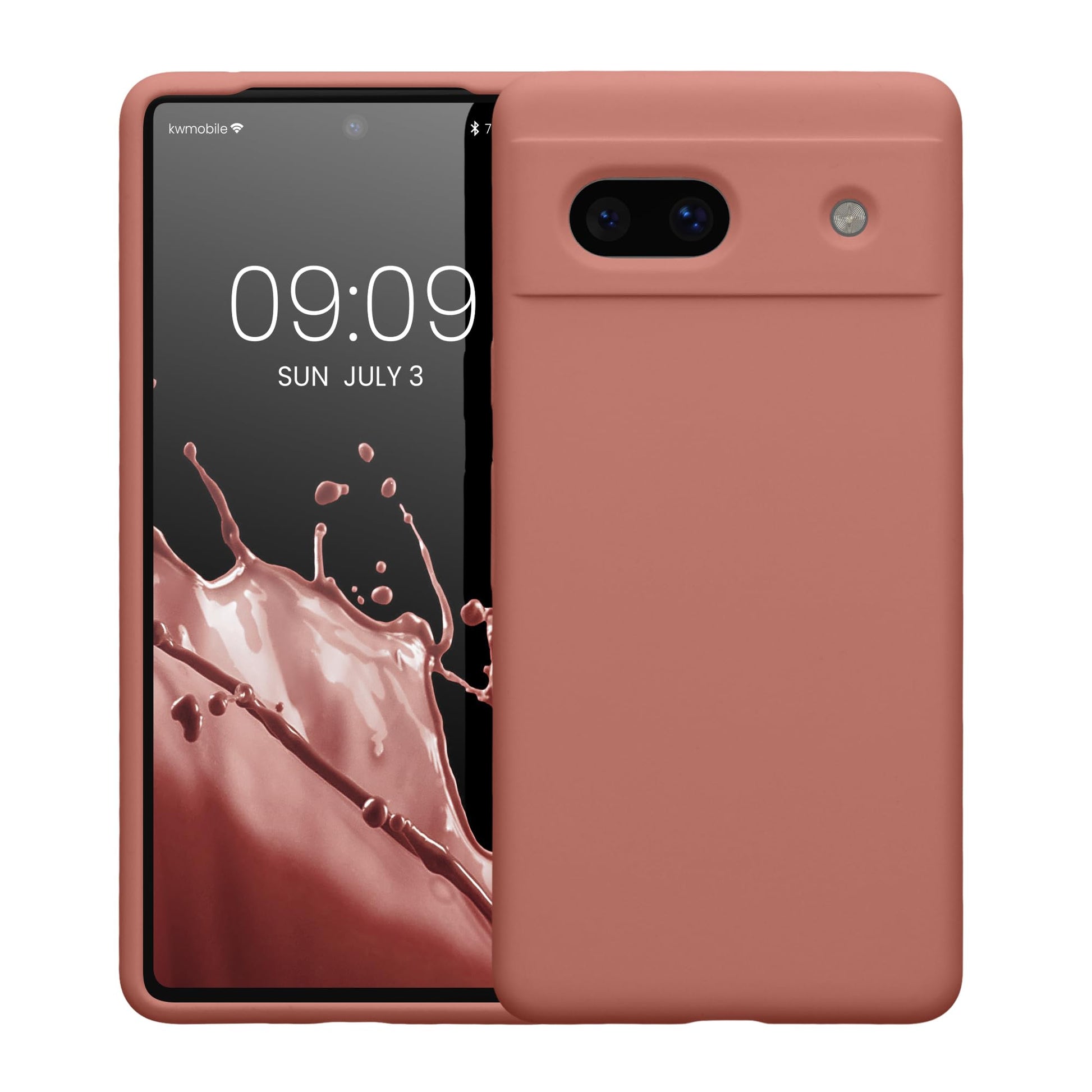 kwmobile Carcasa Compatible con Google Pixel 7a Funda - Case TPU y Silicona antigolpes - Apto Carga inalámbrica - Rosa de Invierno