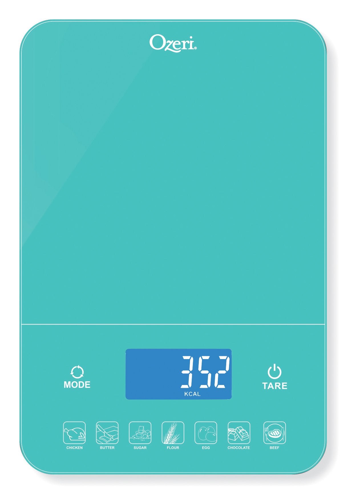 Balanza de cocina digital Ozeri Touch III con 22 lb (10 kg) de capacidad y contador de calorías, hecha de vidrio templado