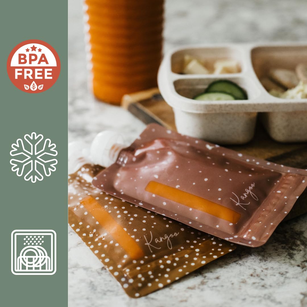 Bolsas reutilizables para alimentos para bebés – Bolsas de almacenamiento de alimentos para niños pequeños y niños – Puré de manzana, batidos, yogur y puré – Bolsa de compresión sin BPA Lot de 6
