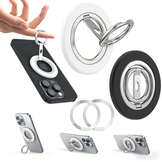 Soporte Magnético YCFXD Negro con Anillo de Doble Cara y Rotación de 360° para Celular Compatible con iPhone y Android