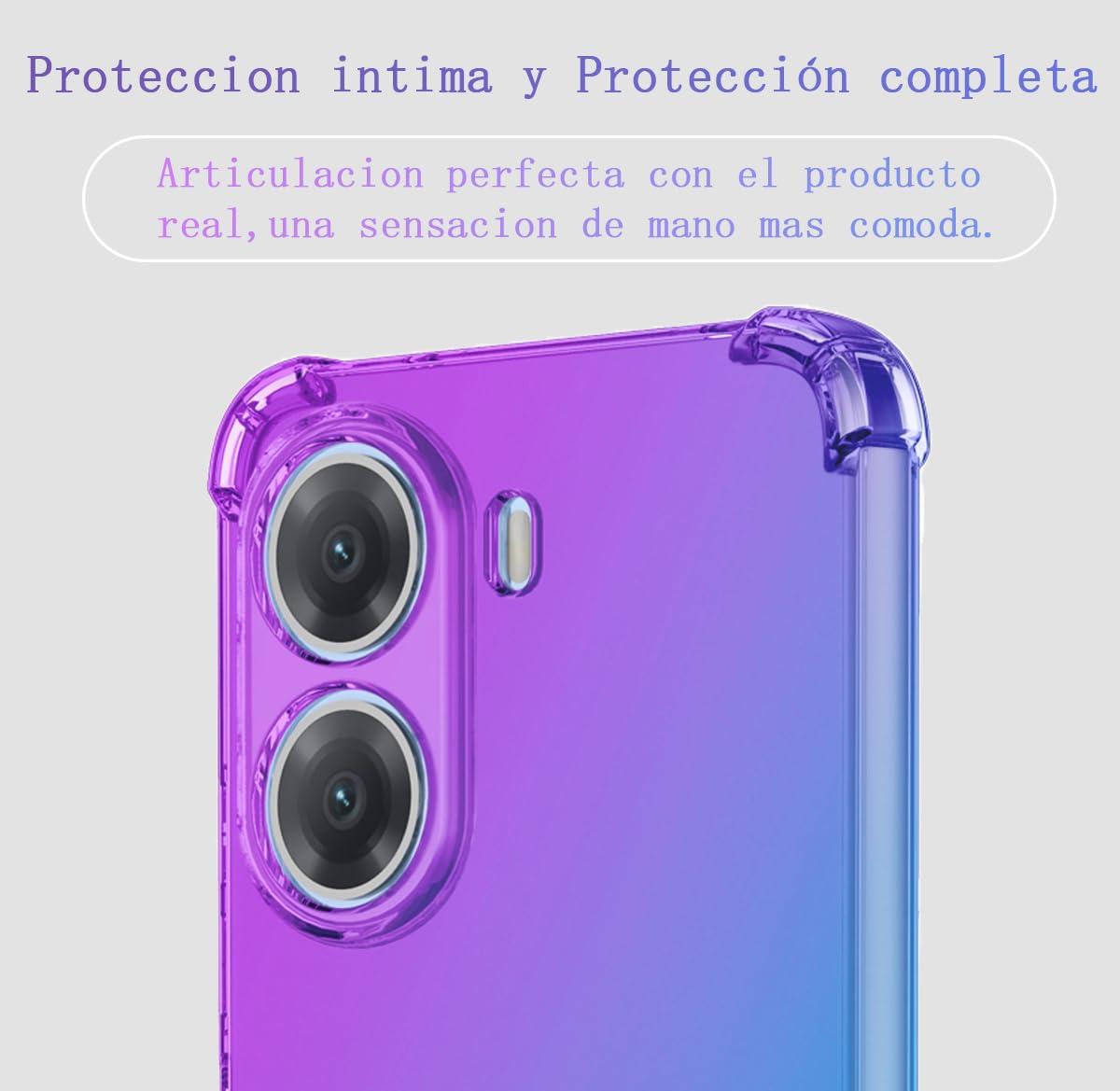 DABUNA Funda para Xiaomi Poco X7 Pro 5G Case,Transparente Colores Degradados Protectora de Cámara Anticaída Carcasa Bumper(Púrpura Azul)