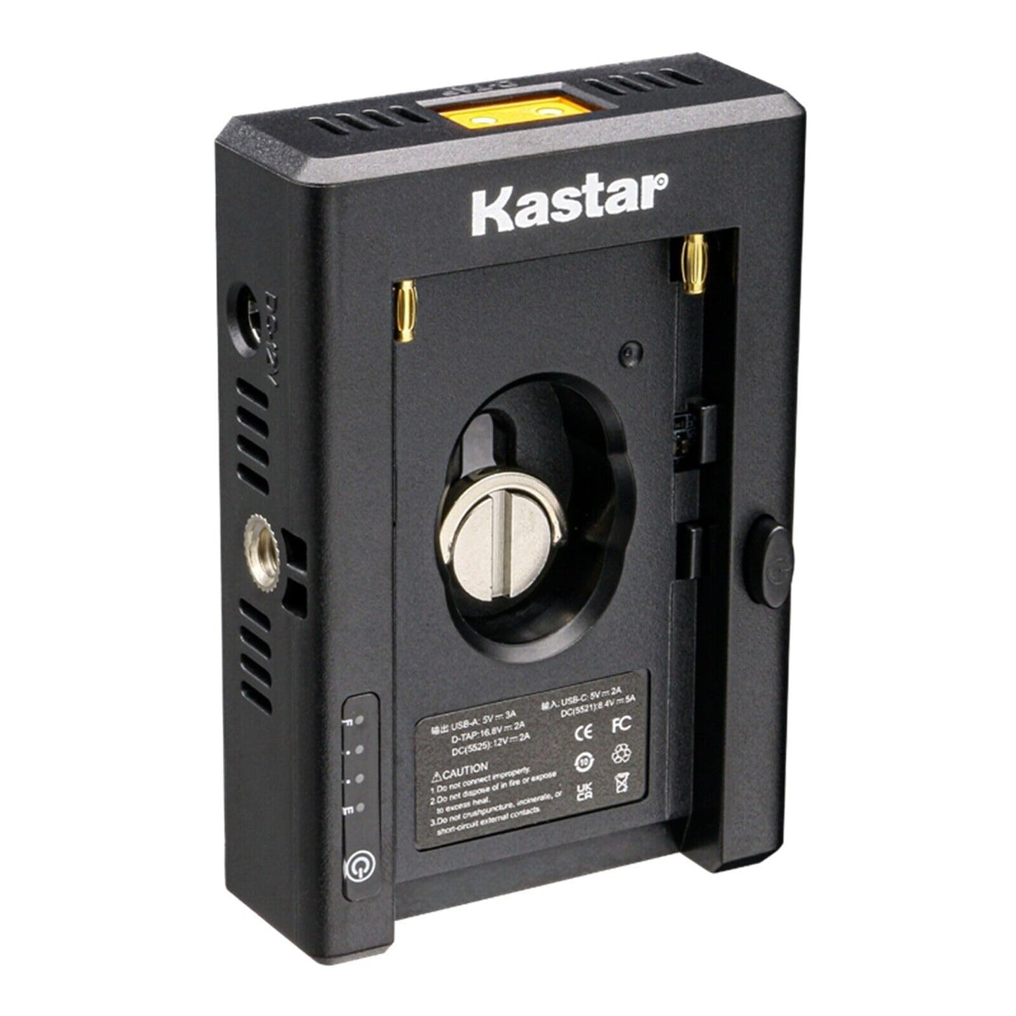 Kastar NP-F Placa adaptador de batería con indicadores LED, entrada tipo C 5V 2A, 8.4V 5A 5.5x2.1mm, salida 12V 2A 5.5x2.5mm, 16.8V 2A Dtap, 5V 3A USB para batería de la serie NP-F, DSLR y cámara sin