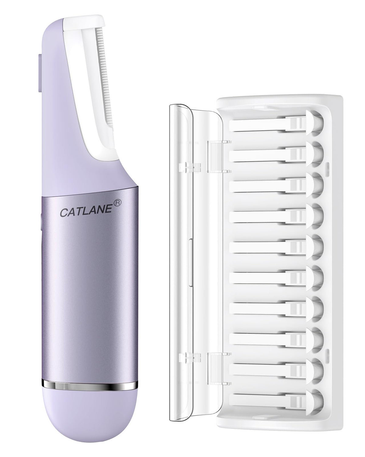 Dermaplane - Maquinilla de afeitar para cara de mujer, herramienta de dermatiamiento para cara, exfoliación suave y sistema de depilación con pelusa de melocotón con 10 cuchillas de dermaplaning