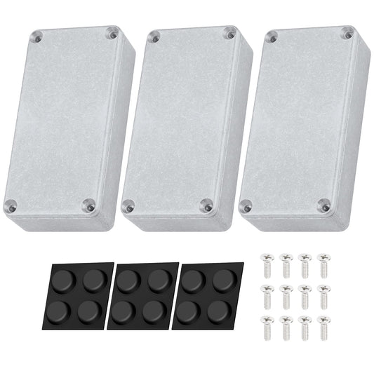 DaierTek - Caja de pedal de efecto guitarra 1590G, caja de aluminio de metal fundido a presión, 3.9 x 1.9 x 1.9 pulgadas, 100 x 50 mm x 25.5 mm, tamaño de carcasa con patas de goma