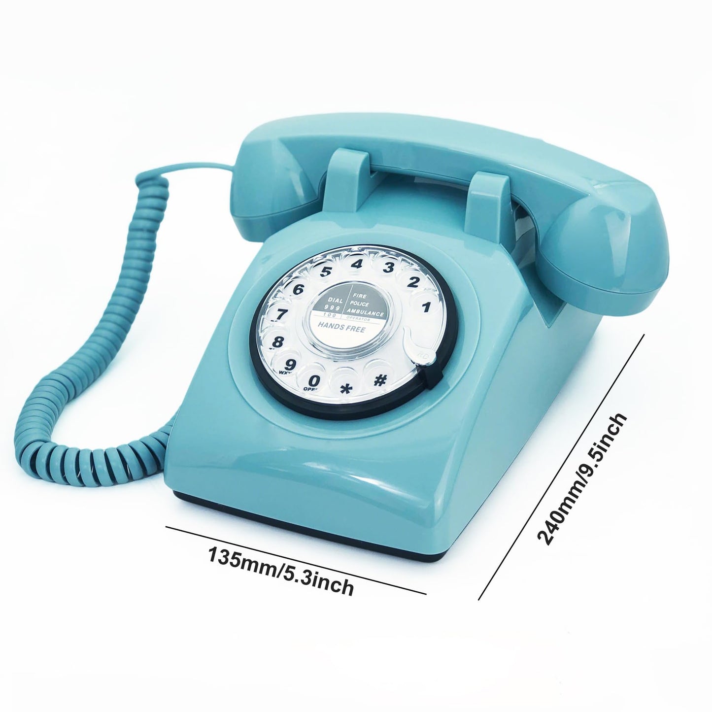 TelPal - Teléfono retro de una sola línea con cable de computadora, esfera giratoria clásica, estilo clásico, manos libres, teléfono fijo para el hogar/oficina/hotel, teléfonos antiguos para personas
