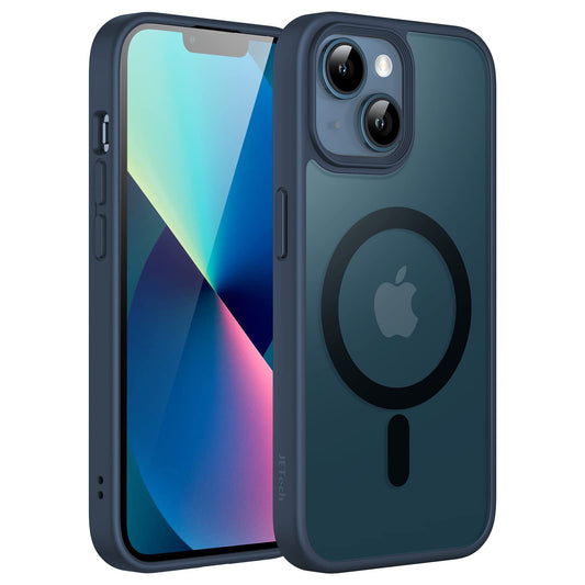 JETech Funda Magnética para iPhone 13 6.1 Pulgadas Compatible con MagSafe, Carcasa Translúcida Mate Trasera Fina Antigolpes (Azul Tormenta)