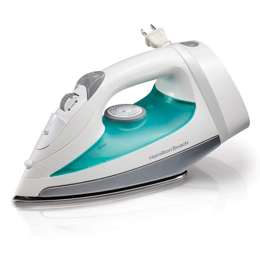 Hamilton Beach 14212 - Plancha (Plancha de vapor en seco, Suela de acero inoxidable, Azul, Blanco, 307.3 mm, 130 mm, 149.4 mm)