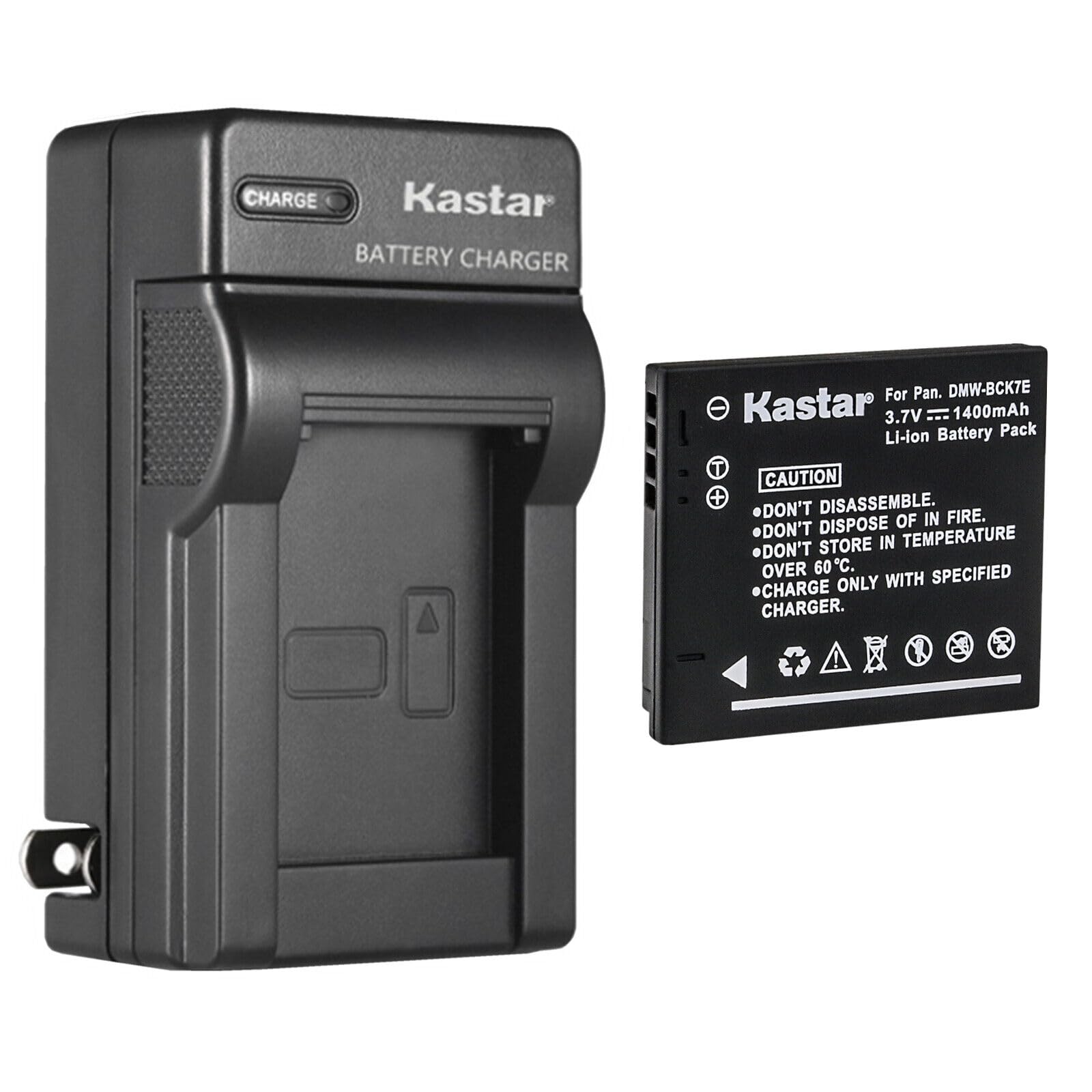 Kastar - Paquete de 1 batería y cargador de pared de CA de repuesto para Panasonic DMW-BCK7 DMW-BCK7E DMW-BCK7GK DMW-BCK7PP ACD-341, NCA-YN101F NCA-YN101G NCA-YN101H NCA-YN101J Batería, DE-A92 DE-A91B