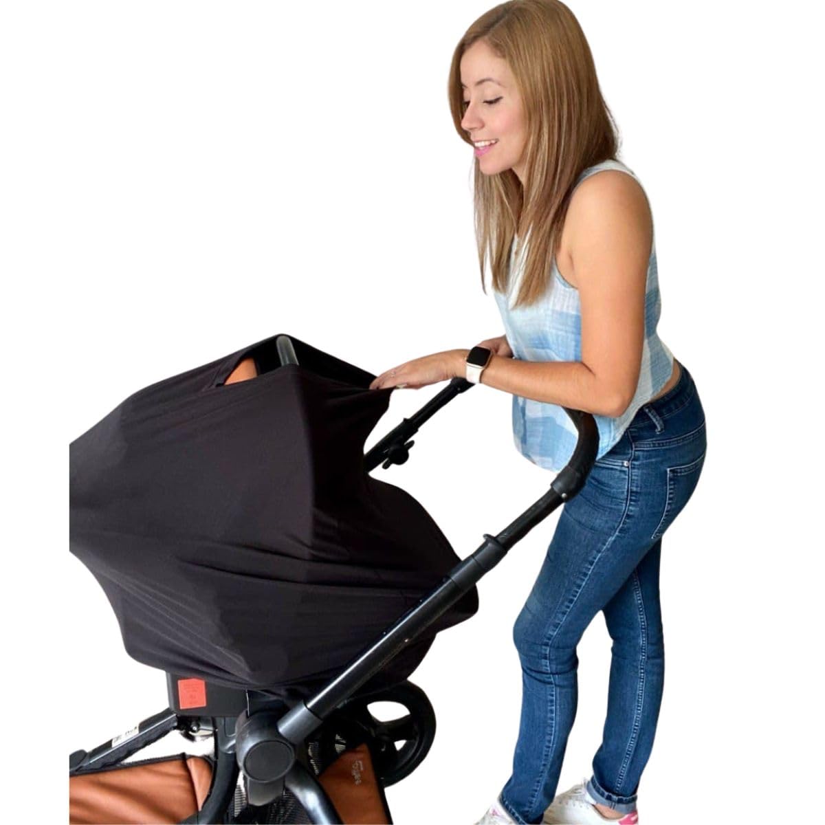 Mae Baby Manta de Lactancia para Amamantar Multiusos 4 en 1 | Transpirable, No se Transparenta, Tela Premium | Color Negro Liso