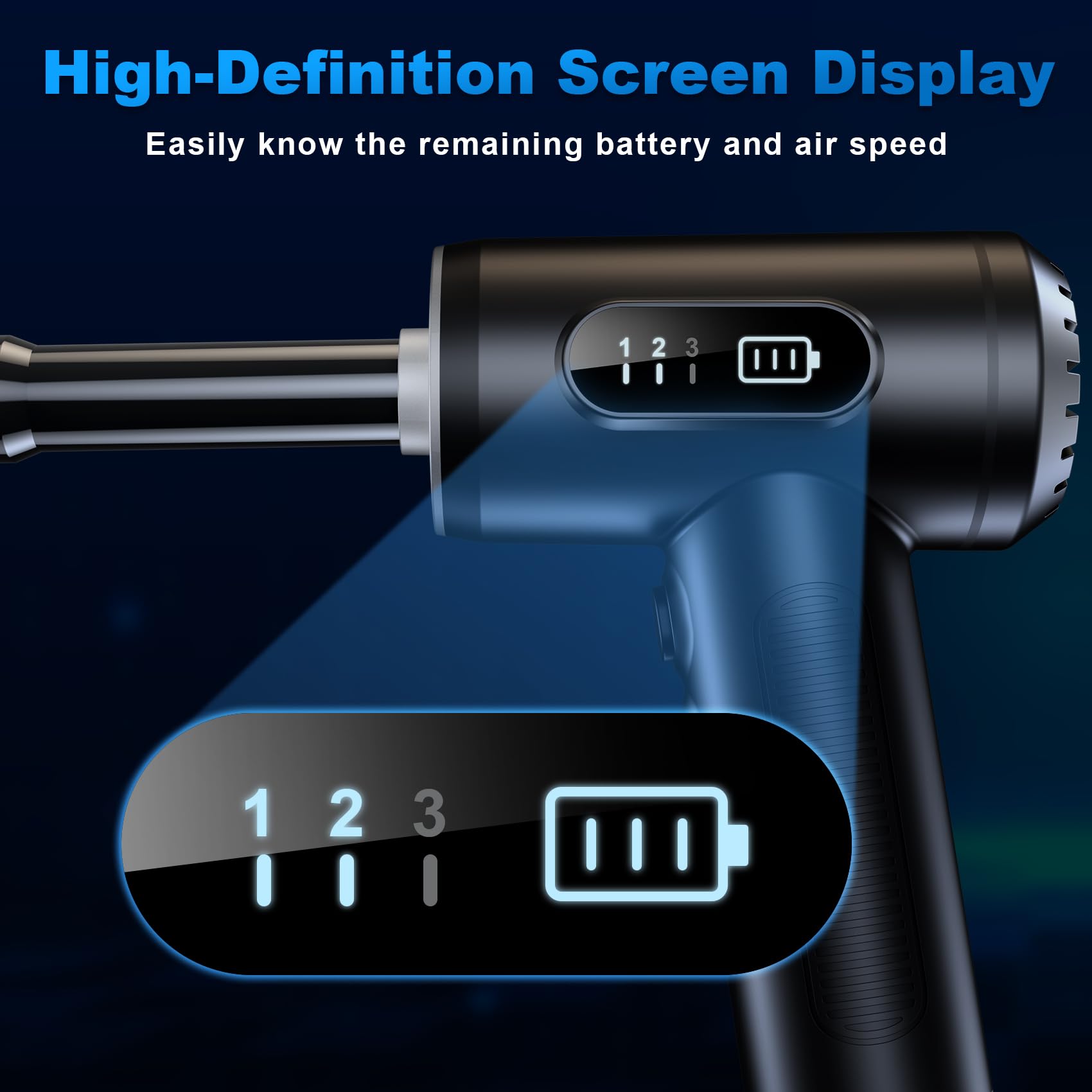 Duster-3 Gear - Plumero Eléctrico Ajustable de 100000 RPM Con Luz LED, Soplador Inalámbrico Recargable para Teclado y Dispositivos Eléctricos de Limpieza, Sustituye a Latas de Aire