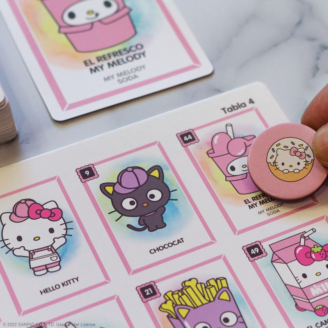 Juego de Lotería Tradicional USAopoly Hello Kitty y Amigos con Ilustraciones Personalizadas e Inspiración en la Cultura Mexicana