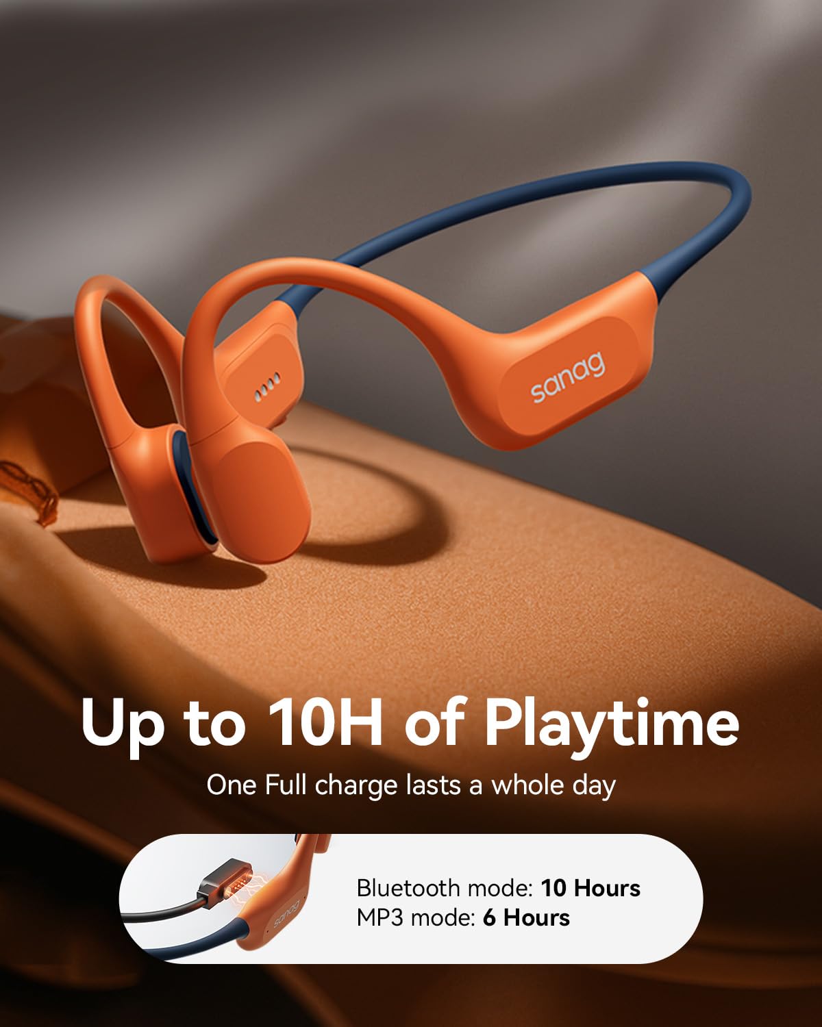 Auriculares de Conducción Ósea Sanag Silicona Impermeables IP68 Bluetooth 6.0 para Natación y Deportes