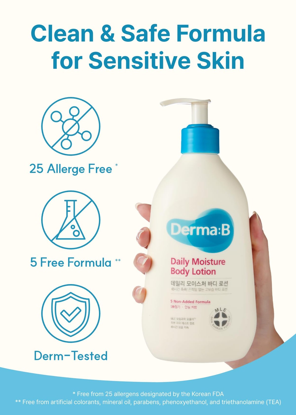 Derma B Loción corporal diaria de humedad 400 ml