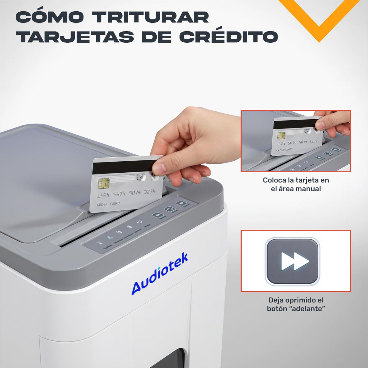 Trituradora de Papel AUDIOTEK Alta Seguridad Profesional Negra para Oficina y Negocio