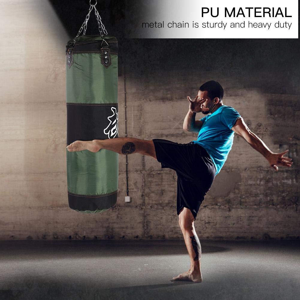Alomejor Boxing Punch Bag Cadena Colgante Gancho de Techo Muay Thai Martial Arts Punzonar Heavy Bag Heavy Duty Saco de Boxeo con Cadenas para Entrenamiento de Boxeo Fitness Sandbag(1M-Verde)