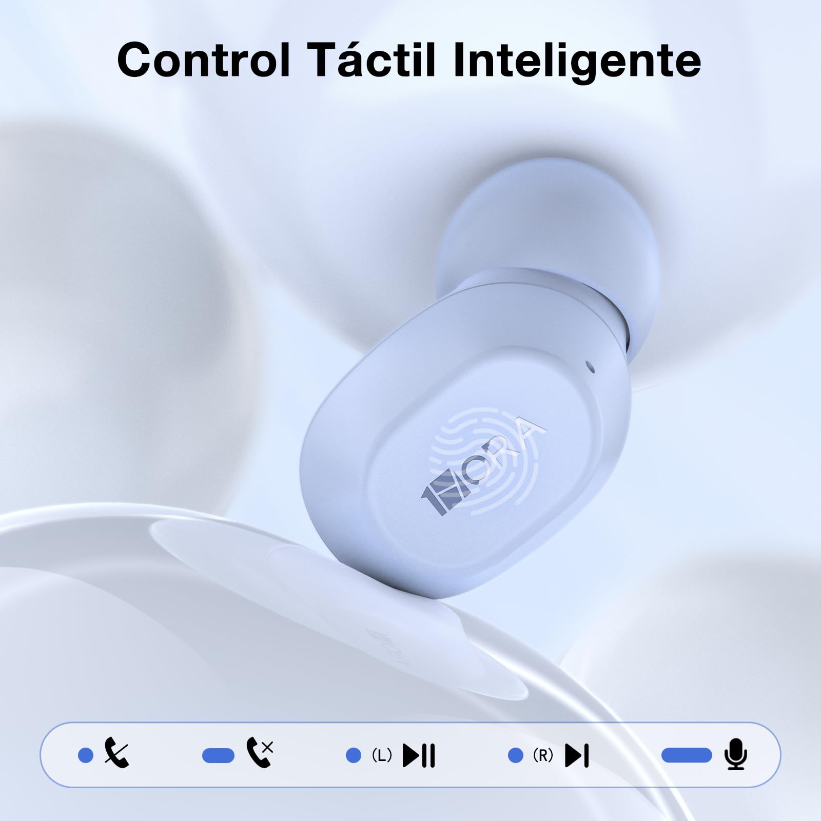 Audífonos In-Ear Inalámbricos Bluetooth 5.3 Azul Pastel para Escuchar Música y Responder Llamadas