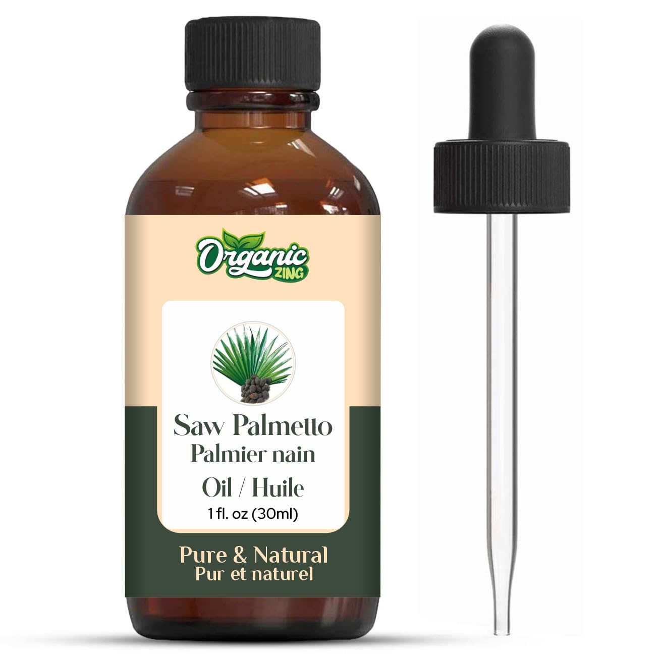 Organic Zing Saw Palmetto (Serenoa repens) Oil | Pure & Natural Carrier Oil for Aroma, Diffusers, Skincare & Haircare - 30ml/1.01fl oz