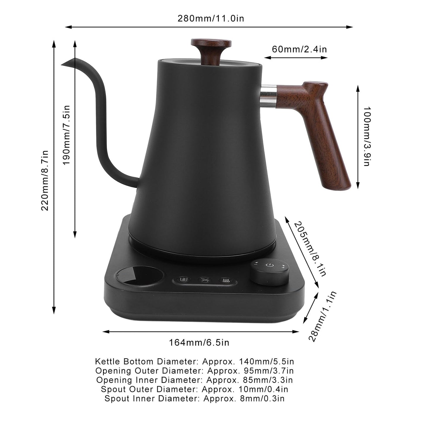 Hervidor Eléctrico con Cuello de Cisne, 1200 W, Acero Inoxidable 304, Hervidor de Agua con Control Preciso de Temperatura, Hervidor Eléctrico con Pantalla LCD y (Enchufe de EE.