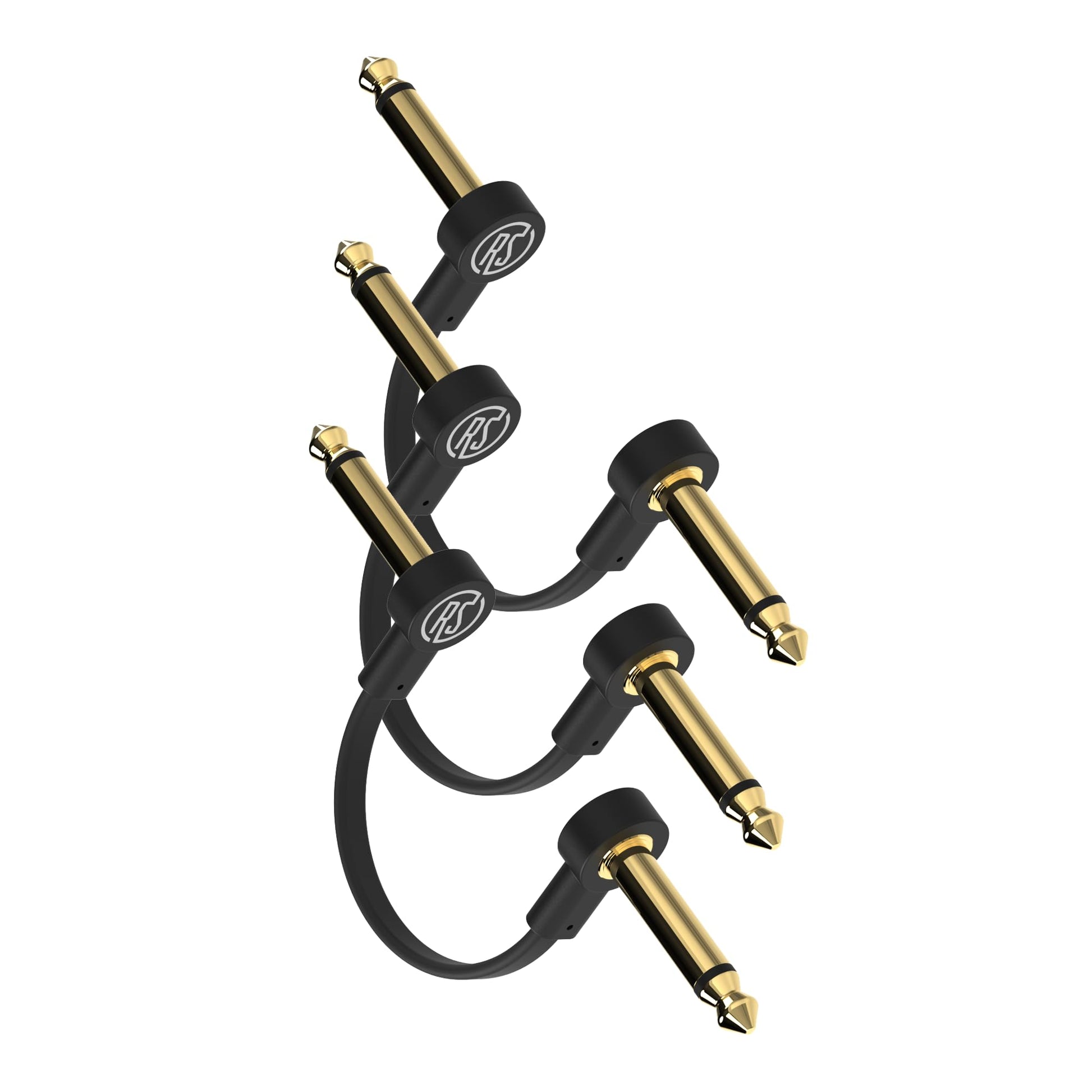Cables de Conexión para Guitarra Rock Stock Negro Ultradelgados 4 Pulgadas en Forma de C Paquete de 3