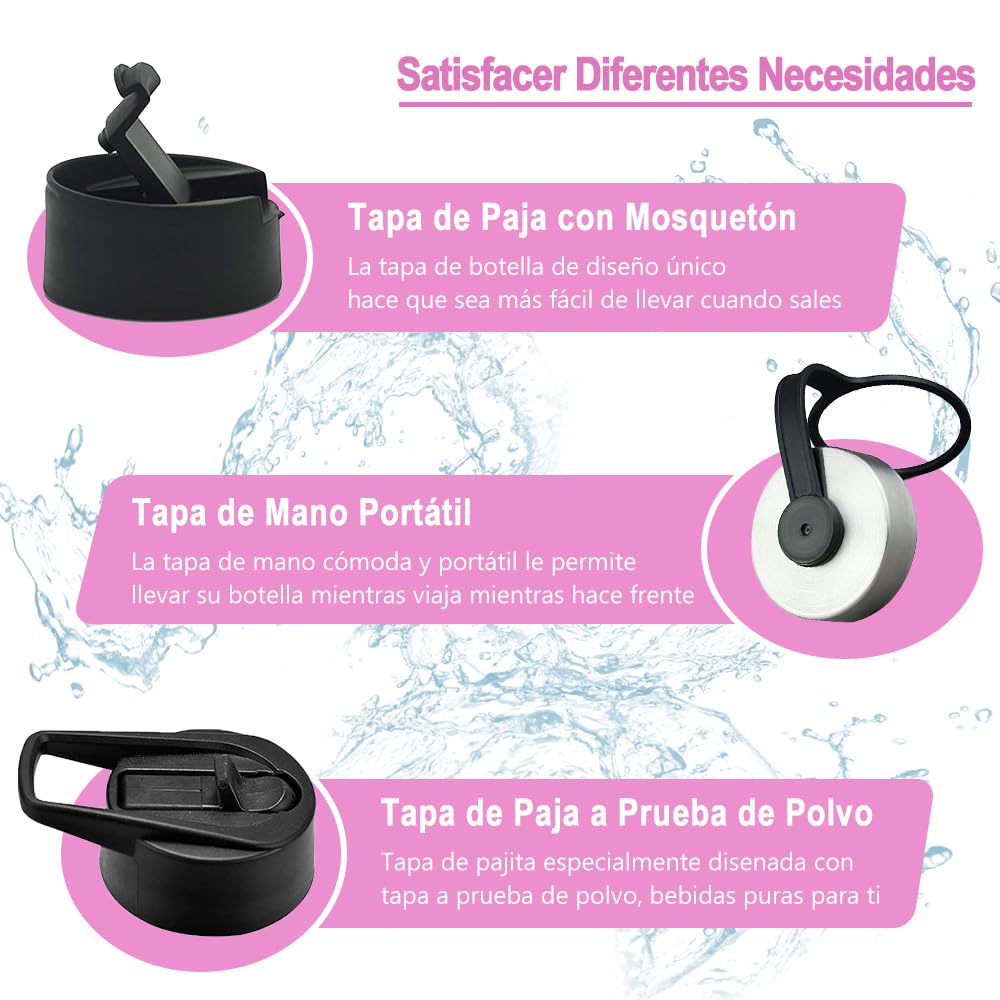 Free Wolf 64OZ Termo de Acero Inoxidable A Prueba de Fugas Con 3 Tapas y Asa, Doble Aislamiento Térmico para 24 Horas de Agua Fría y 12 Horas de Caliente