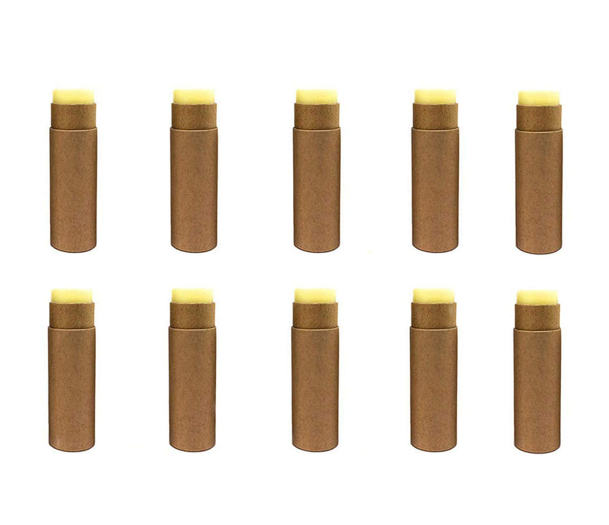 Healthcom - 10 tubos de cartón para bálsamo labial de 1 onzas, tubo de papel kraft para lápiz labial, envases vacíos, envases rellenables, tubo redondo de papel sólido para muestras cosméticas