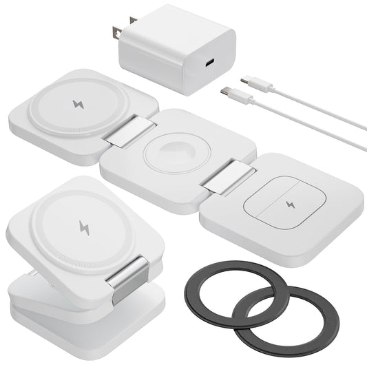 Estación de carga inalámbrica plegable 3 en 1 para Samsung, KU XIU X55 Ultra Magnetic Cargador de viaje para Galaxy S24 Ultra S23 S22 Note 20 Z Fold Flip 6 5, Galaxy Watch Ultra 7 6 5, Galaxy Buds,