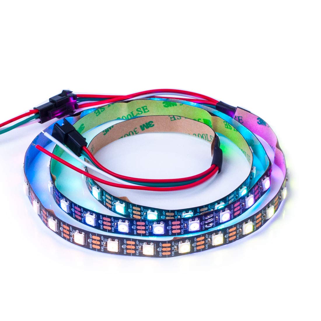 BTF-LIGHTING WS2812B - Tira de LED RGB ECO, efectos de persecución 5050SMD direccionable individualmente 3.3 pies 60 Pixeles/m, color flexible de ensueño IP30 para proyectos de bricolaje de recámara