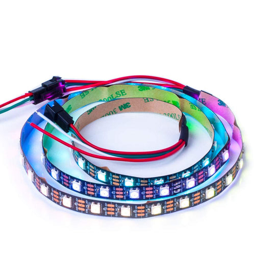 BTF-LIGHTING WS2812B - Tira de LED RGB ECO, efectos de persecución 5050SMD direccionable individualmente 3.3 pies 60 Pixeles/m, color flexible de ensueño IP30 para proyectos de bricolaje de recámara