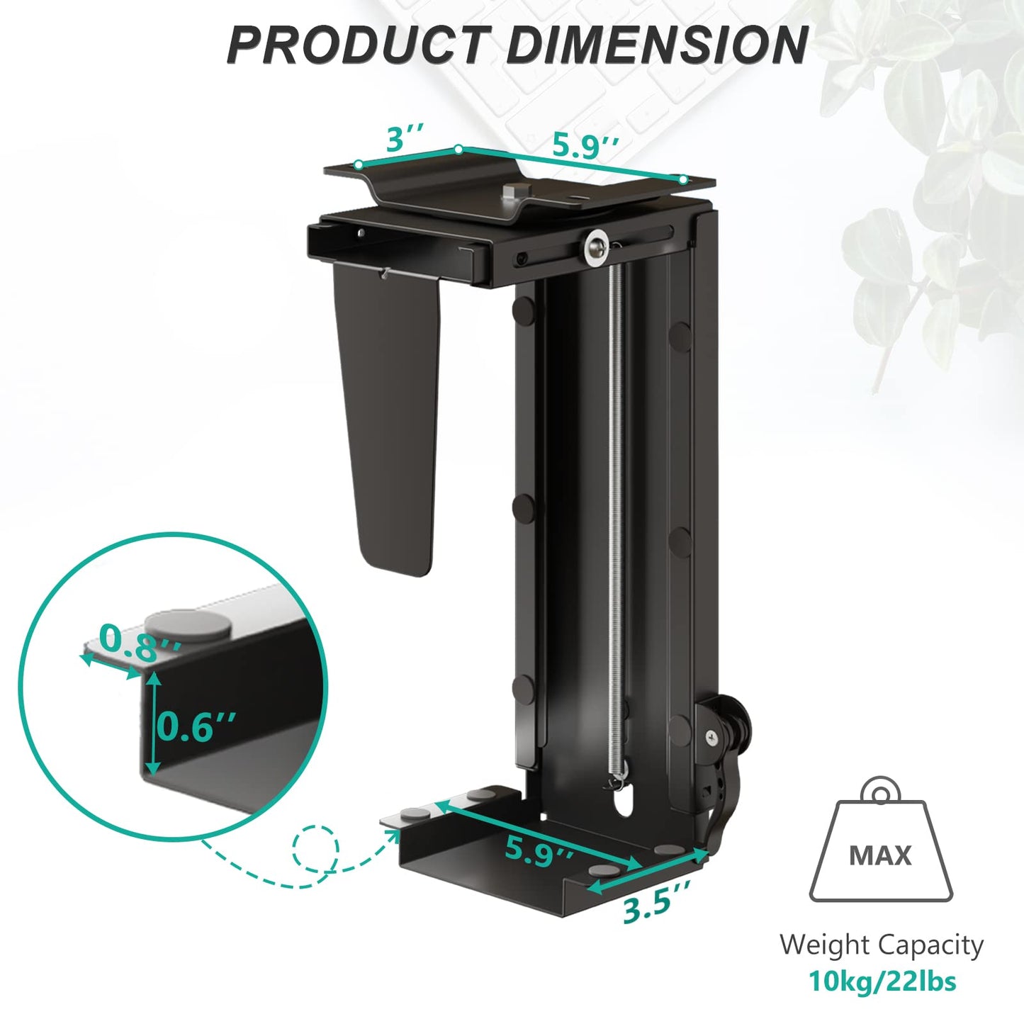 Soporte CPU Ajustable WALI Negro con Giro de 360° y Bloqueo Seguro