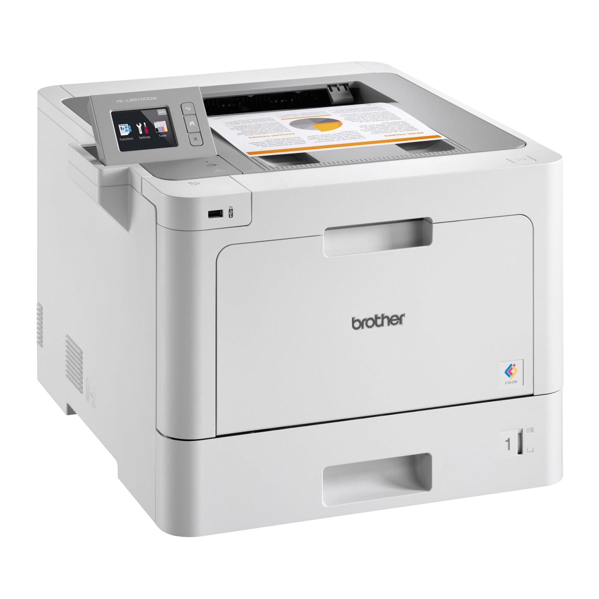 Brother Impresora Multifuncional Laser, 80000 páginas por mes, 2400 x 600 DPI, 1024 MB Inalámbrico Impresoras láser,, (HL-L9310CDW)