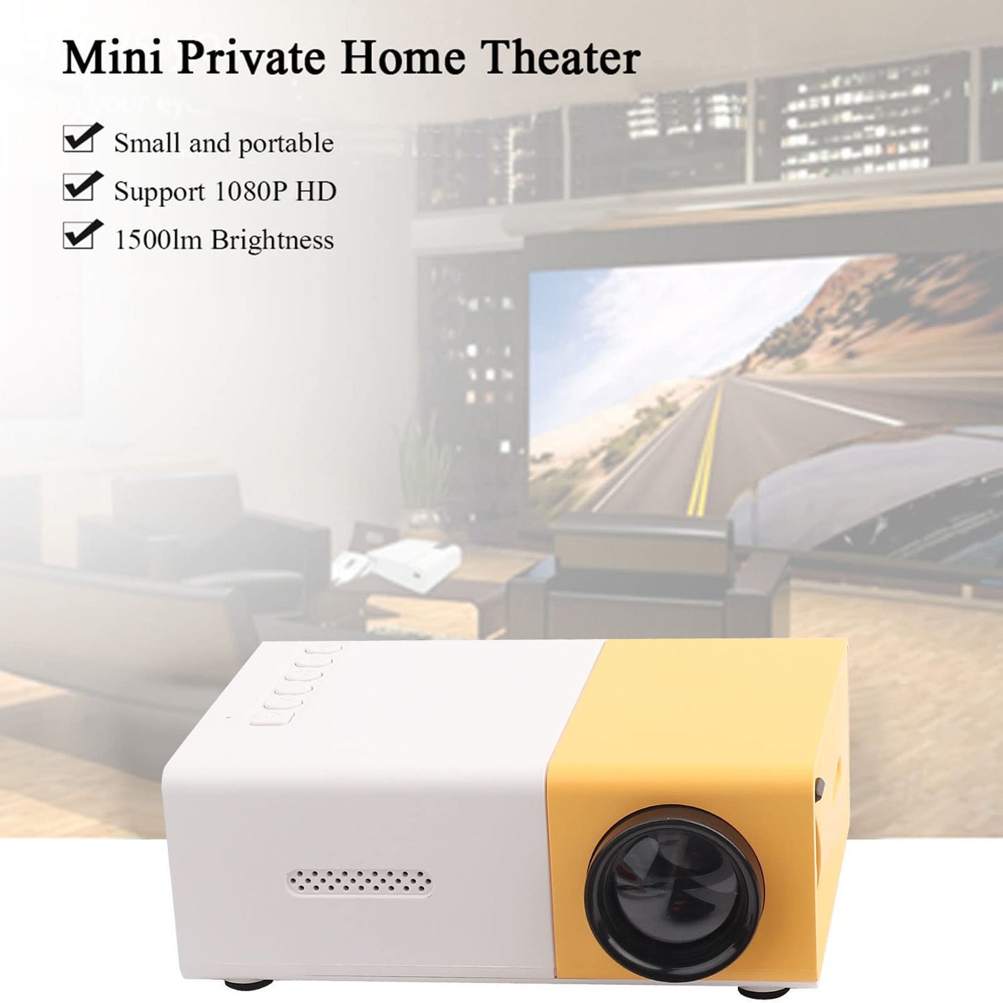 EBTOOLS Mini Proyector de Cine en Casa, Proyector de Vídeo LED Multimedia Portátil 1080P, Múltiples Interfaces de Entrada, para Juegos de Entretenimiento en Interiores (Regulaciones de