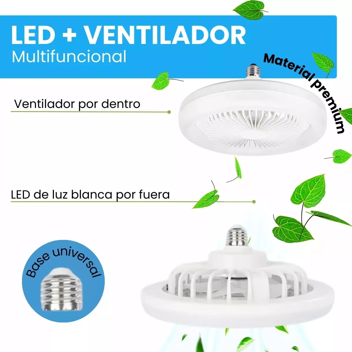 Pack de Lámpara de Techo Ventilador LED Dosyu Blanco Frío Silencioso