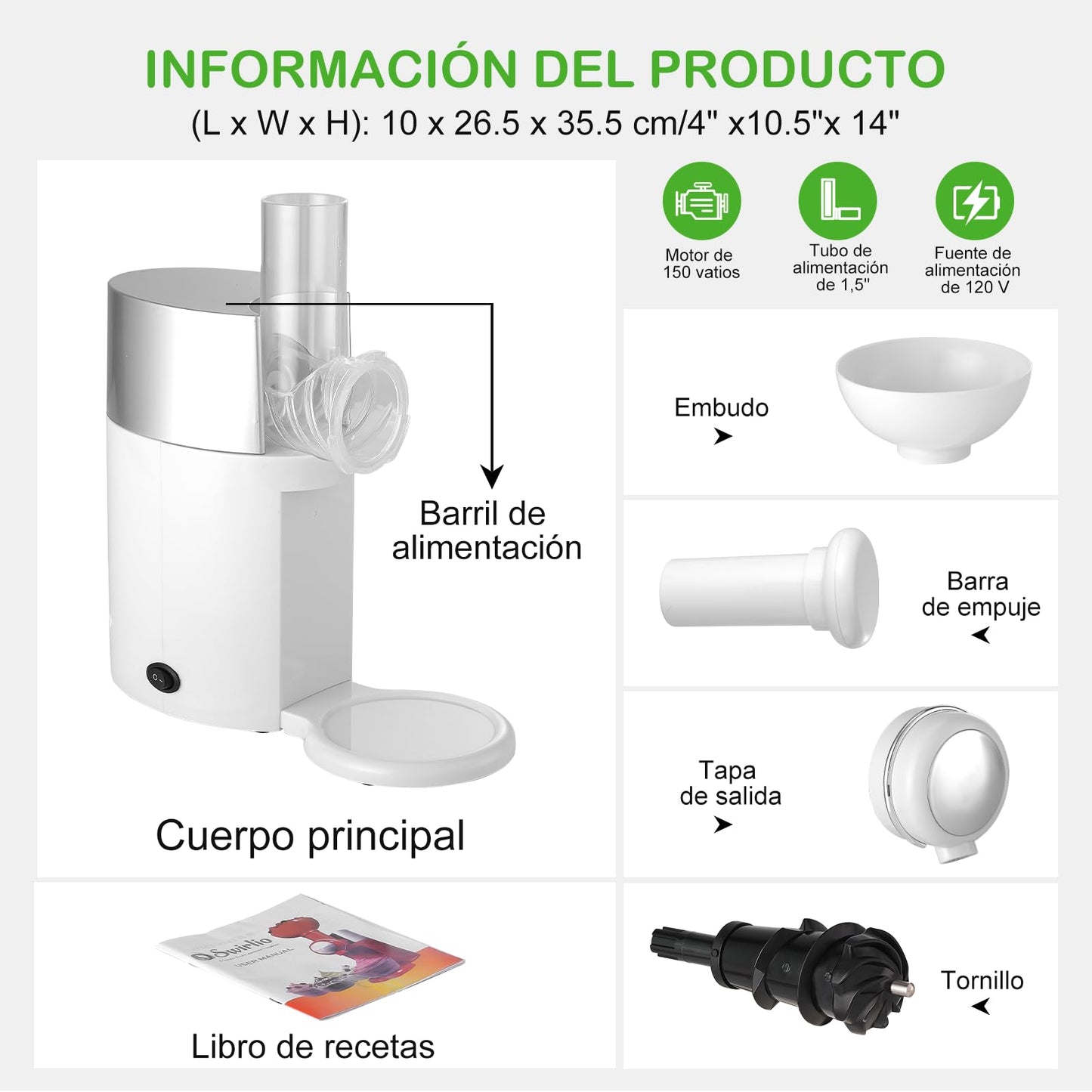 Maquina de Helados, OUDAR Maquina para Hacer Helados Electrico, Máquina de Helados con Instrucciones de Uso, Ice Cream Maker. (Blanco)