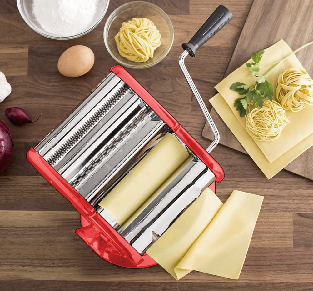 Máquina de pasta profesional para hacer pasta – Base de succión patentada única para uso antideslizante de máquina de rodillo de pasta de acero inoxidable – 150 mm – Fabricador de fideos y rodillo de masa por Cestari