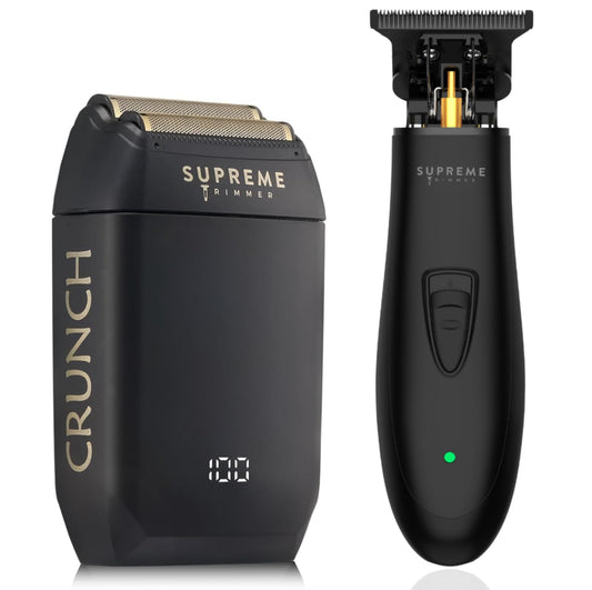 Kit de Corte de Pelo Supreme Negro con T-Shaper Trimmer y Crunch Foil Shaver