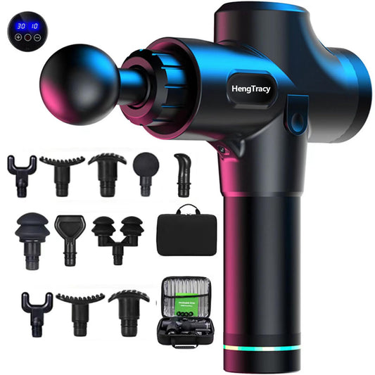 Pistola de Masaje, Massage Gun Inalámbrico Masajeador de Percusión de Tejido Profundo Ultra Silencioso 30 Velocidades Nuevo Estilo Masajeador Electrico Muscular de Relajación Corporal