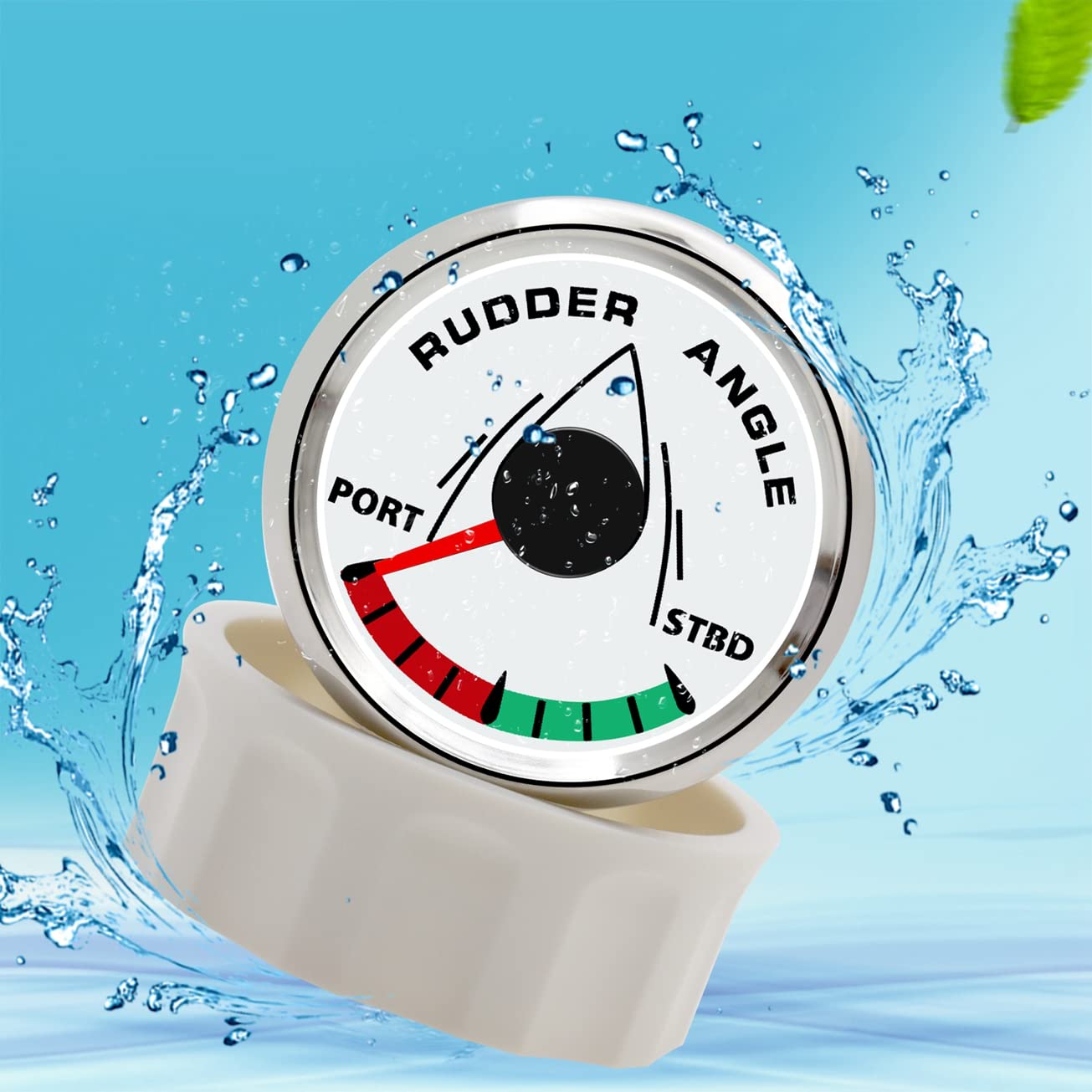 KAOLALI Indicador de ángulo de timón de 52 mm, medidor impermeable, 0-190 ohmios con sensor de ángulo de acoplamiento para yate de barco, 52 mm, 9-32 V, retroiluminación (plata blanca)