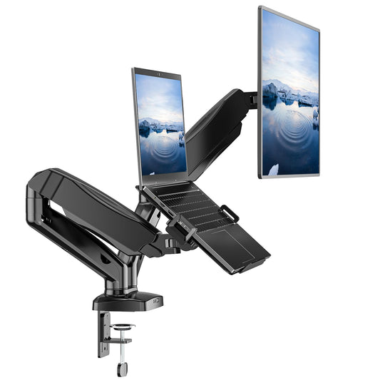 Soporte para Monitor y Laptop WALI Negro con Brazo de Resorte de Gas hasta 9 kg