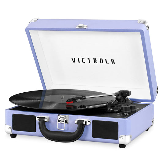 Tocadiscos Portátil Victrola Journey Lavanda Plateado con Bluetooth y Parlantes Integrados
