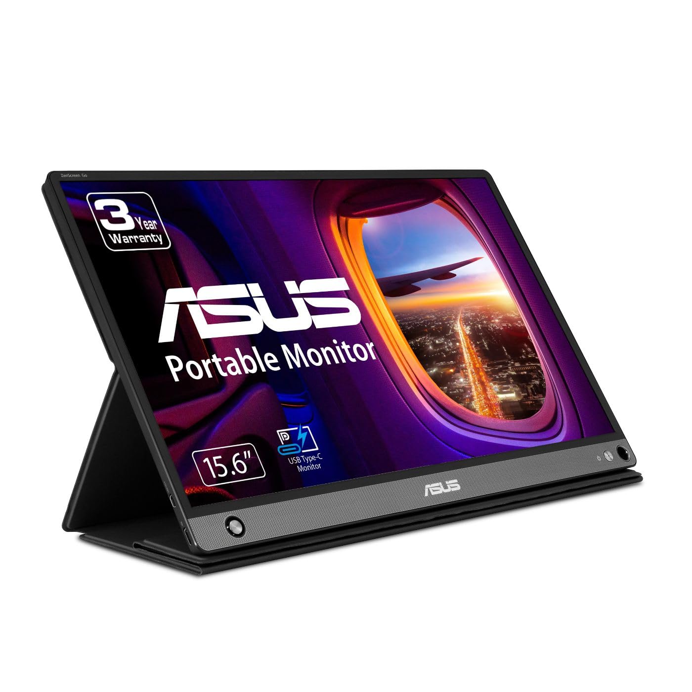 Asus - Monitor Portátil Zenscreen Go Mb16Ahp Full Hd De 15,6 Pulgadas, Ips, Antirreflectante, Batería Y Altavoz Integrados, Cuidado De Los Ojos, Usb Tipo C, Micro Hdmi Con Funda Inteligente Plegable