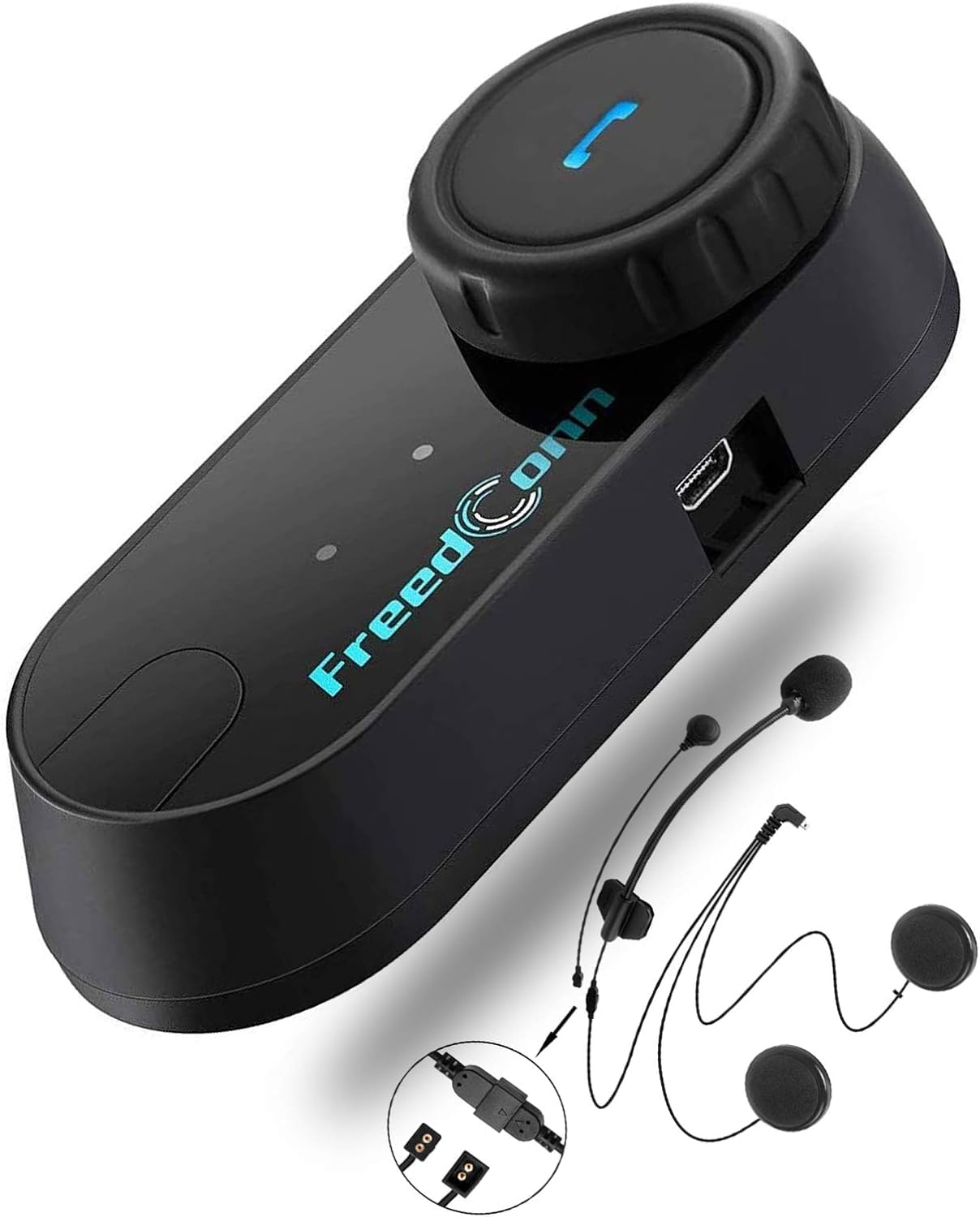 FreedConn TCOM VB Auriculares Bluetooth para Casco de Motocicleta, 2 Conductores 800 M compartiendo música, Sistema de comunicación de intercomunicador Impermeable/FM/Siri/BT5.0/micrófono 2 en 1