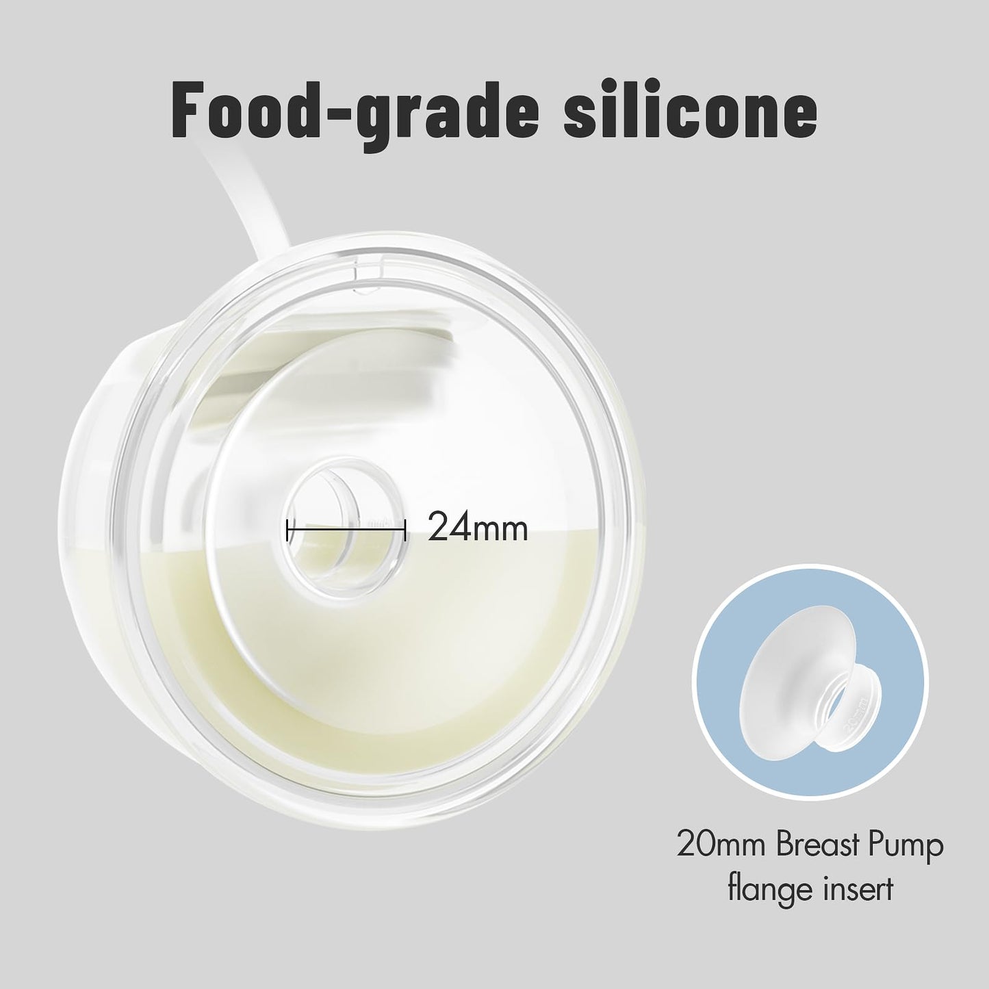 Phanpy - Taza colectora de leche para extractor de leche portátil, piezas de copa nuevas, accesorios de repuesto originales para extractor de leche Phanpy, brida de 24 mm y inserto de 20 mm incluidos