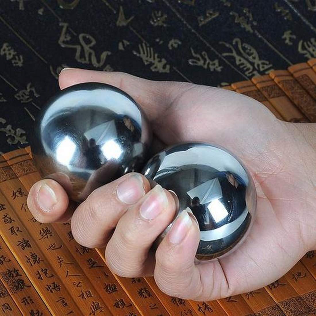 JapanBargain S-3297, bolas de Baoding para ejercicio de salud china, bolas de estrés, color cromado