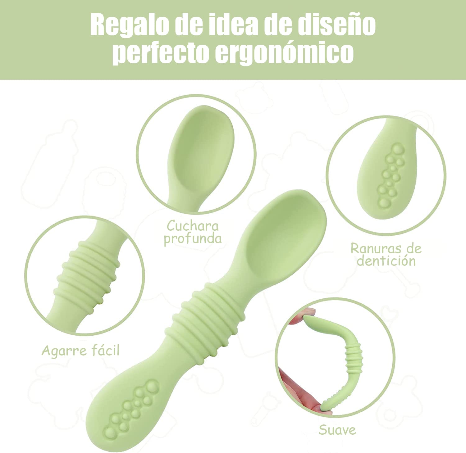 Juego de Cucharas Masticables Silicona Pequeños para Bebé