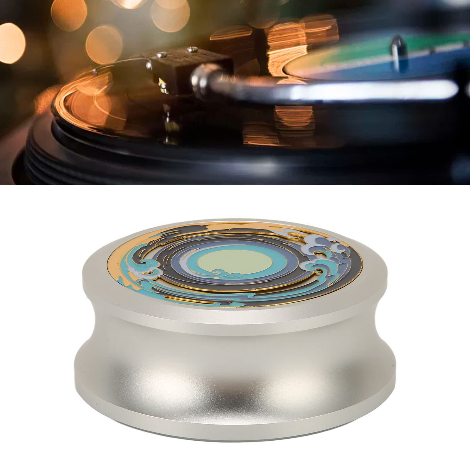 Estabilizador de Disco HiFi LP con Almohadilla Inferior de Silicona Plata