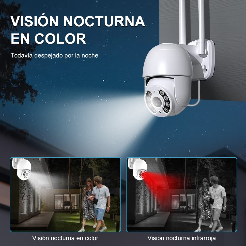 Cámara de Seguridad Exterior EASYTAO C05 Blanca 2MP 360 Grados WiFi con Visión Nocturna y Audio Bidireccional