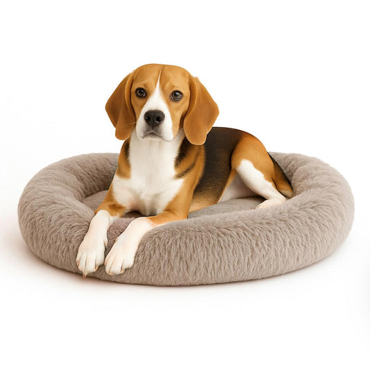 Cama para Perros PET TO BED Light Brown Antiestrés Redonda Esponjosa Medium